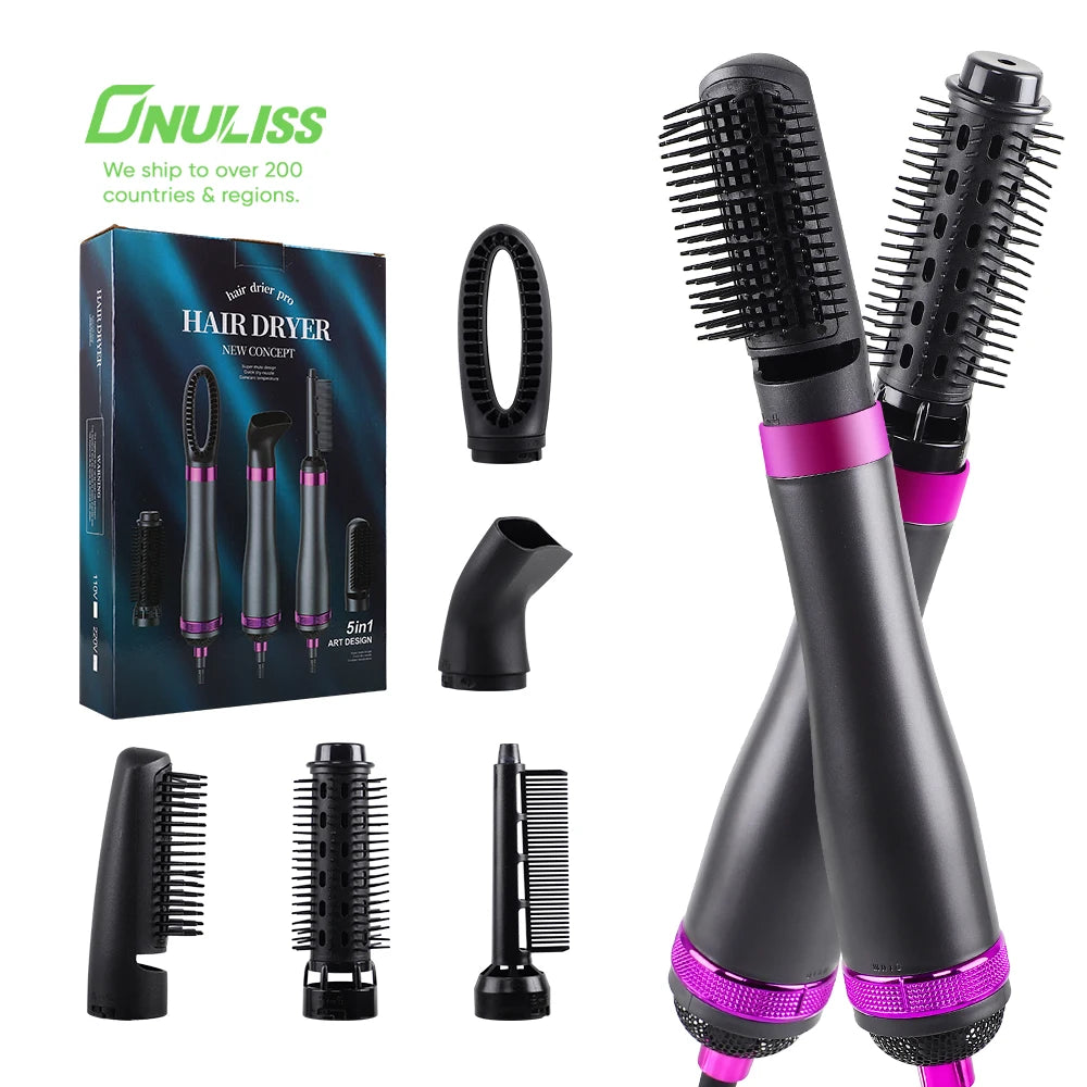 New Design Electric Multi-Function 5 in 1 Hair Dryer Comb Electric Abs Hot Air Hair Straightener Professional Hair Dryer Set