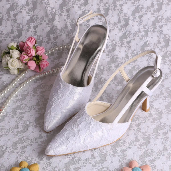White Lace Women Bridal Shoes 2020