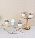 HelloWorld Wedding Decoration Round Rectangle Dessert Stand Metal Gold Frame Glass Cake Display Table Stand Set