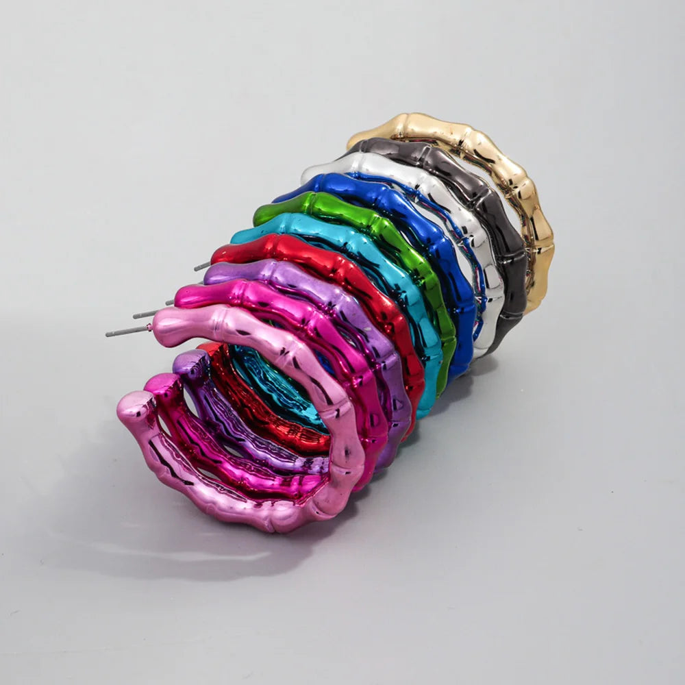 Wholesale Original Designer Colored Metallic Plated Nightclub Hip Hop Jewelry Geometric CC Big Round Acrylic Hoop Earrings