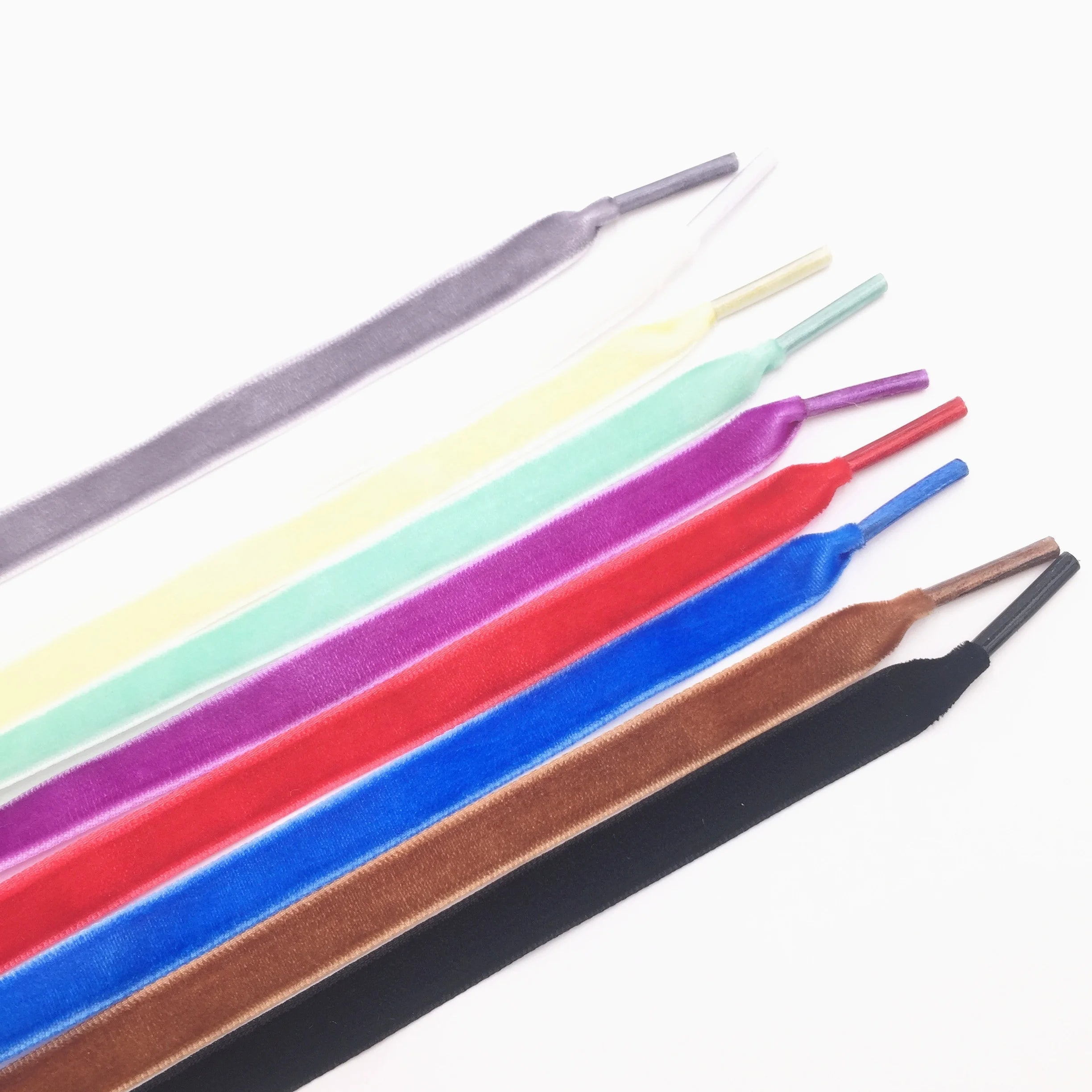 Wholesale Stock Funky Pink Ribbon Shoe Laces Casual Sport Style Satin Velvet Transparent Tips Customizable Length Flat 1cm Width