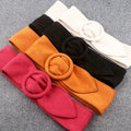 Ladies Decorative Belt with Round Buckle Suede Fabric Waistband Simple Fashion Alloy Material