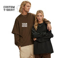Heavyweight Knitted Double Layer Longsleeve Crop Top Oversize Boxy Double Layer T-shirt with Formal Screen Print Graphic DTG
