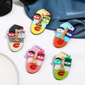 Hot Fashion Cartoon Abstract Acrylic Face Brooch Pin for Women Personalized Trend Casual Party Jewelry Accessories