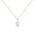 Abiding Minimalist Design Delicate 14K Yellow Gold Plated 925 Silver Oval 5x7 Cabochon Milky Blue Moonstone Solitaire Necklace