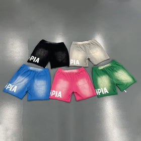Wholesale Custom Blank Printing Fashion Multi Pocket Cargo Acid Acid Washed Vintage Hip Hop Shorts for Men