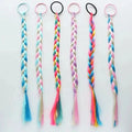 Cute Children Pastel Braided Synthetic Wig Hair Accessories Kids Elastic Hair Rope Tie Elastic Bands for Ponytail Hair Clips