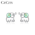 CZCITY Zircon Fashion Zarconia Designer Famous Brand Women's Sterling Silver 925 Earring Round Opal Stud Earrings