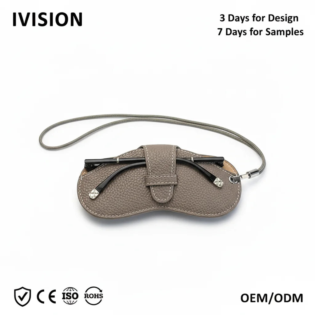 Wholesale Custom Logo Colorful PU Leather Sunglasses Pouch Soft Eye Glasses Case for Eyewear Storage Glasses Pouch