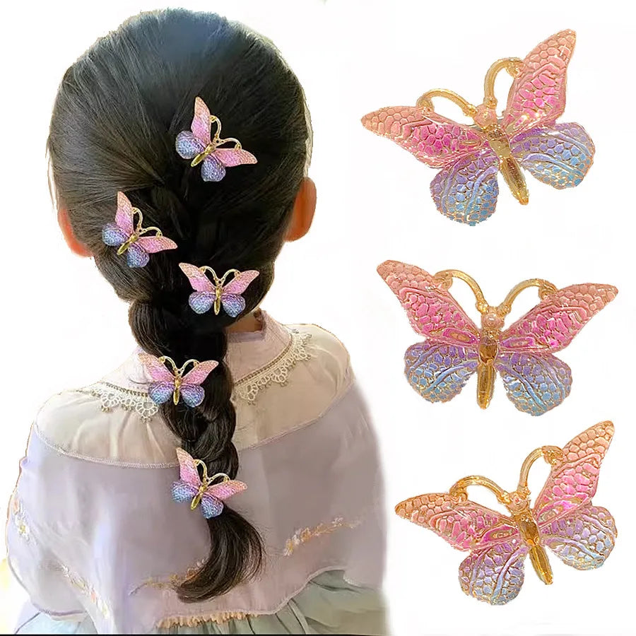 Wholesale Korean 5pcs/Set Crystal Duck Hair Clips Children Girls Hair Accessories Butterfly Hair Clips