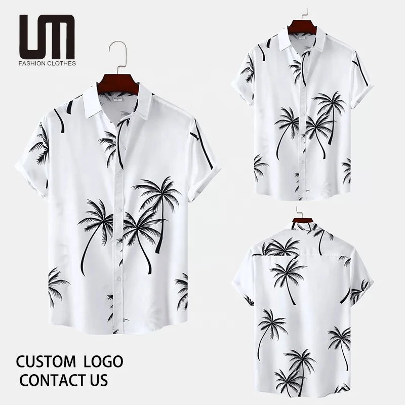 Liu Ming Oem Men's Hawaiian Print Summer Casual Short Sleeve Shirt Breathable and Comfortable for Beach Vacation & Travel