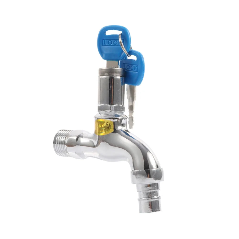 Alloy Water Tap Lockable Anti-theft 1/2 Inch Outdoor Sink Faucet With Lock Key Switch Faucet Connector
