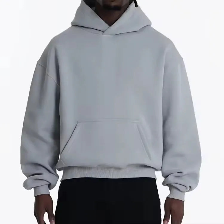 Hoodie Manufacturer Custom Logo Unisex Stand Collar Short Heavyweight 100% Cotton Pocket Breathable Blank Oversized Winter Solid
