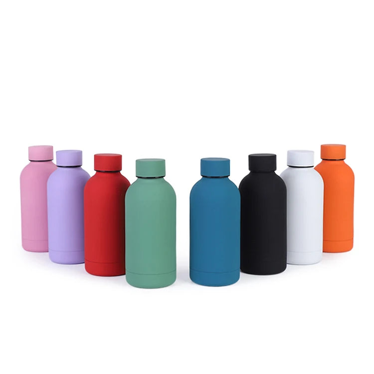 Custom 350ml Soft Touch Rubber Paint Stock Flask Double Wall Stainless Steel 12oz Water Bottle Vacuum Insulated for Children