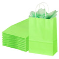 KUAIMA 15*8*21cm Green Shopping Retail Paper Gift Bags with Handles for Small Business Birthday Party Favors Christmas