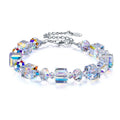 Silver Jewelry 925 Sterling   Women Bracelets  Sugar Cube  Genuine Austrian Crystal Bracelet