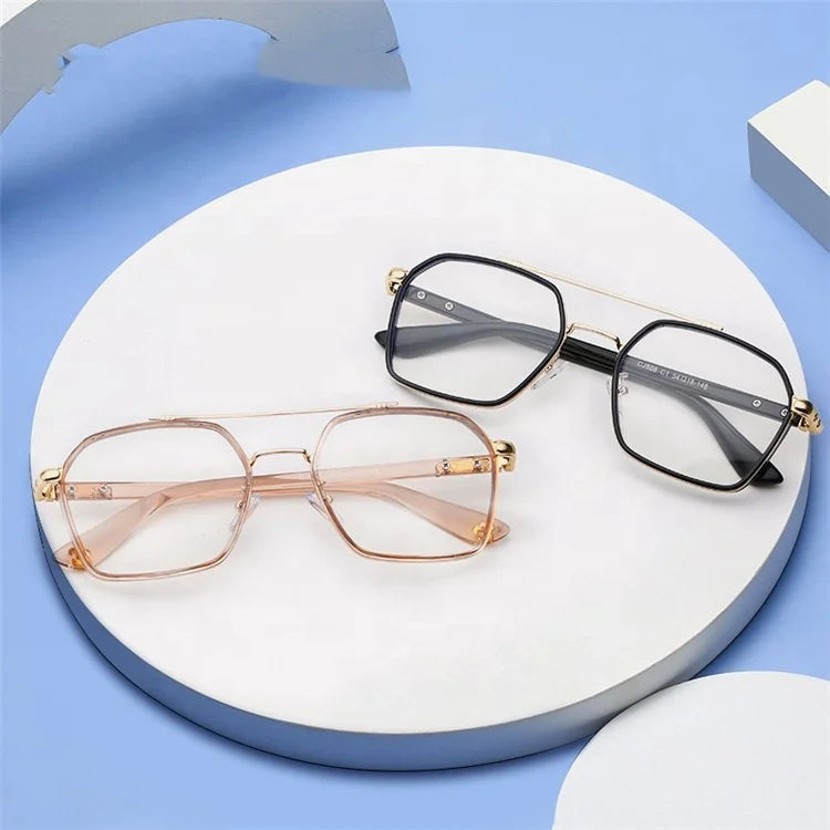 China Factory Double Beam Women Myopia Lens Eyeglasses Customized square Plain Spectacles Computer Anti Blue Light Glasses