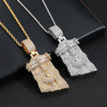 New Style Gold Plated Silver Jesus Head Pendant Full Pave Bling Zircon Big Size Iced Out Diamond Jesus Pendant for Men Women