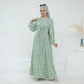 Muslim Maxi Cloth Elegant Muslim Maxi Dress for Women Floral Abaya Slim Front Tie Dresses for Islamic Clothing Summer Dresses