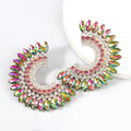 HOVANCI Celebrity C Shape Statement Earrings Rhinestone New Fashion 2022 Colorful Unique Earrings for Women