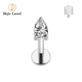 Right Grand ASTM F136 Titanium Teardrop Waterdrop CZ Internally Threaded Labret Tragus Monroe Cartilage Stud Ear Helix Piercing