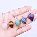 Handmade Healing Crystal Pendant Necklace Friendship Amethyst Rose Quartz Teardrop Pendant Water Drop Small Charm Necklaces
