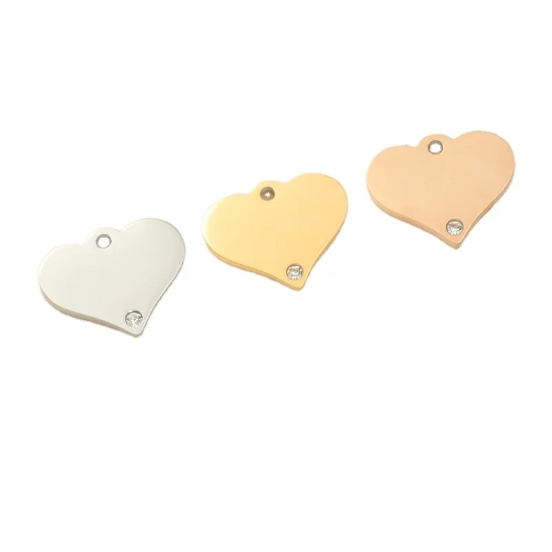 Hot Sale Mirror Polished Stainless Steel Diamond Peach Heart Pendant Charms For Diy Bracelet Necklace Jewelry Making