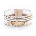Fashion Multi-layer Leather Bracelet Ladies Starfish Bracelet with Magnetic Buckle Wide Bracelet