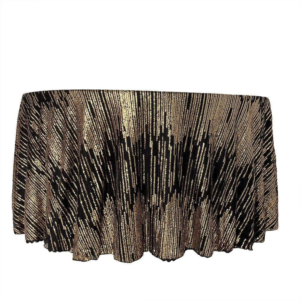 Trendy Geometry Gold Sequin Table Overlay Tablecloth  for Wedding