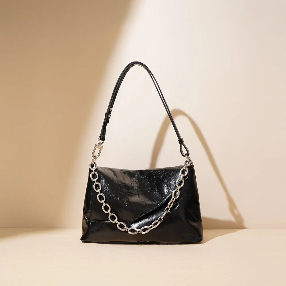Custom Logo Genuine Leather Bags Factory Direct Wholesale Ladies Chain Strap Handbags Boutique Quality Shoulder Bag
