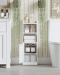 Wholesale Rustic White Small Farmhouse Bathroom Storage Cabinet Adjustable Shelves Narrow Toilet Paper Holder Home Furniture