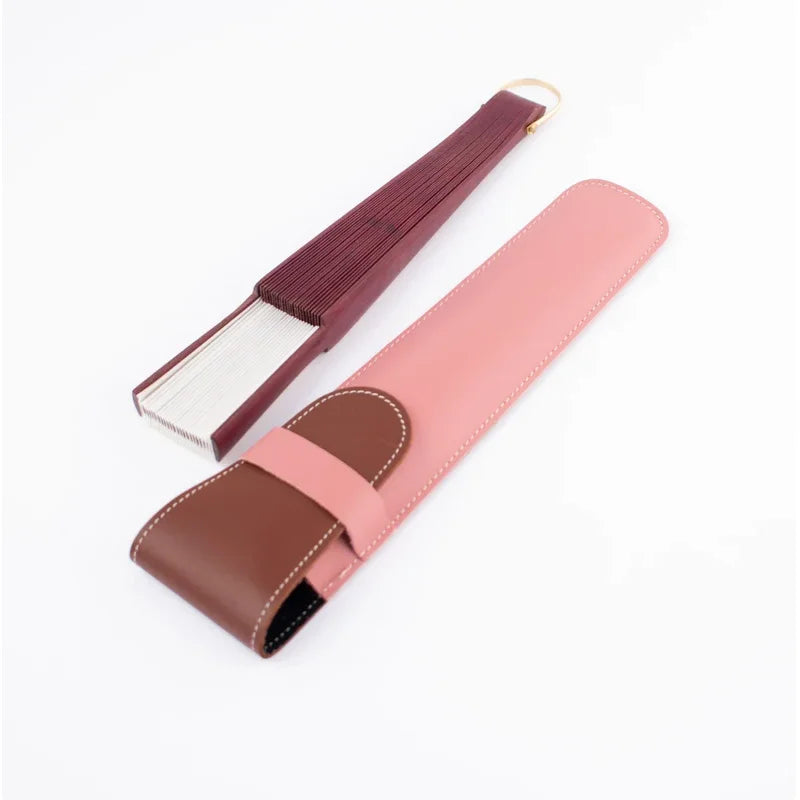Summer Hand Held Fan Holster Protective Cover PU Leather Dustproof Case Custom Logo Multifunctional Foldable Fan Storage Bag