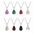 Stone Pendants Water Drop Shape Beads Crystal Quartz Stone Charm With 18 Inch Imitation Leather Cord Chain for Necklace Jewelry