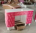 Luxury Vintage Pink Double Modern Station Salon Furniture Nail Manicure Table with Chair Set Commercial Use 300KGS Capacity