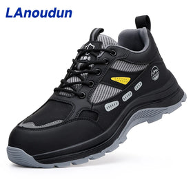 LANoudun Good Quality Unisex Steel Toe Work Boots Anti-static Anti-puncture Mid Cut Waterproof Work Shoes for Men