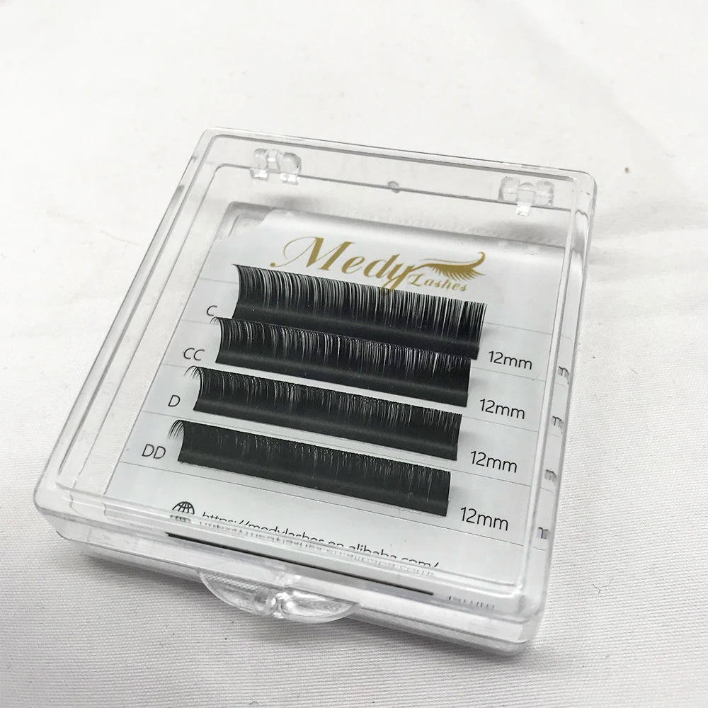 Matte Black Cashmere Lash Extension Trays Handmade 0.03 0.05 0.07 Eyelash Extensions Private Label Sample for Lash Extension