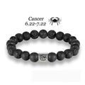 New Arrival Black Lava Rock Stone Bead Bracelet 12 Constellations Charm Bracelet for Gift Party