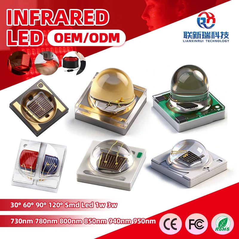 Ir 30 60 90 120 Degree Angle 1w 3w 730nm 740nm 780nm 800nm 810nm 830nm 840nm 850nm 940nm 950nm 3535 Smd Leds