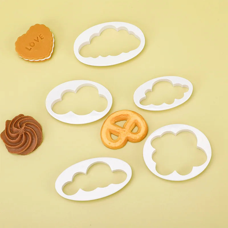 5 PCS Plastic Fluffy Fondant Cloud Cutters Cookie Cake Mold Fondant Cutter Fondant Decorating Tools