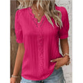 S-5XL Summer New Holiday Fashion Hollow Short Sleeve European and American Women's Shirt