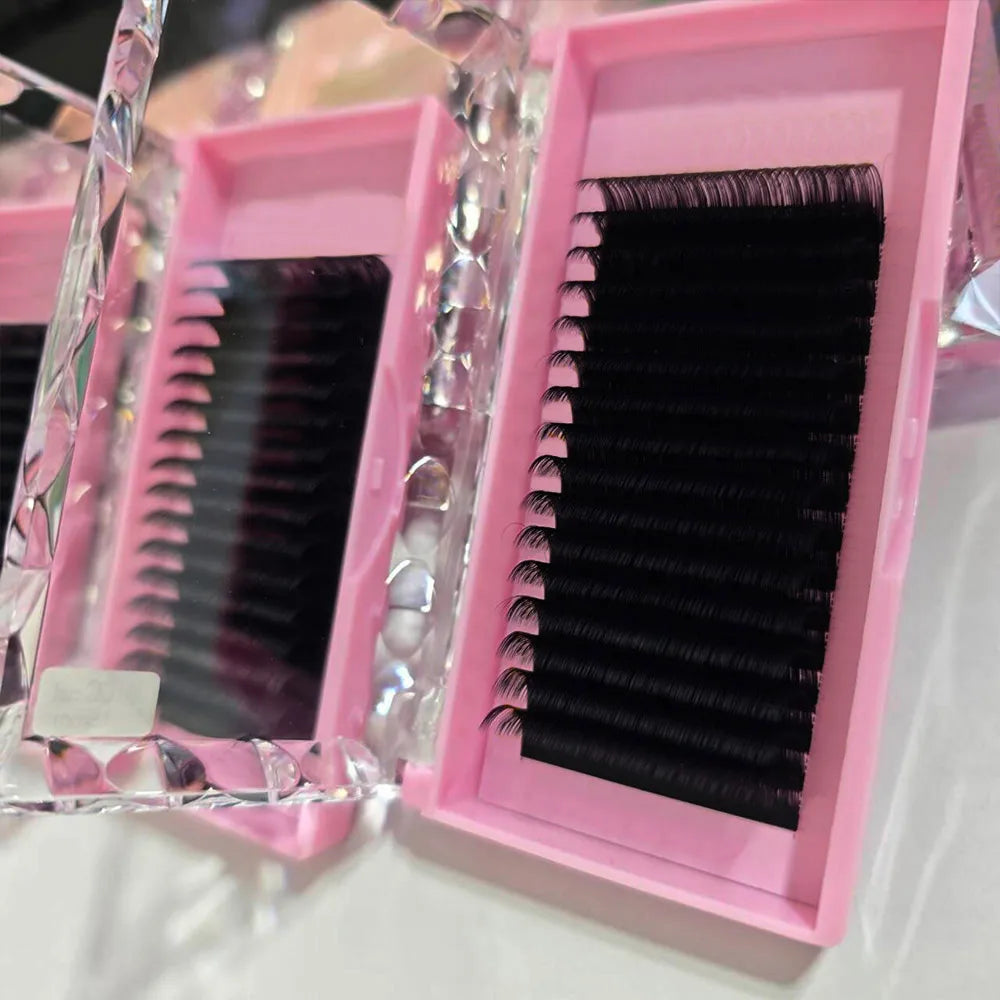 Custom Logo Eyelash Extension Wholesale Professional Volume Matte Black Cashmere 0.05 0.07 C D J Curl  Lash Trays Supplies