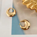Trendy 18K Real Gold Plated Stainless Steel Hoop Earrings Vintage Chubby Earring Gold Chunky Hoop Earrings