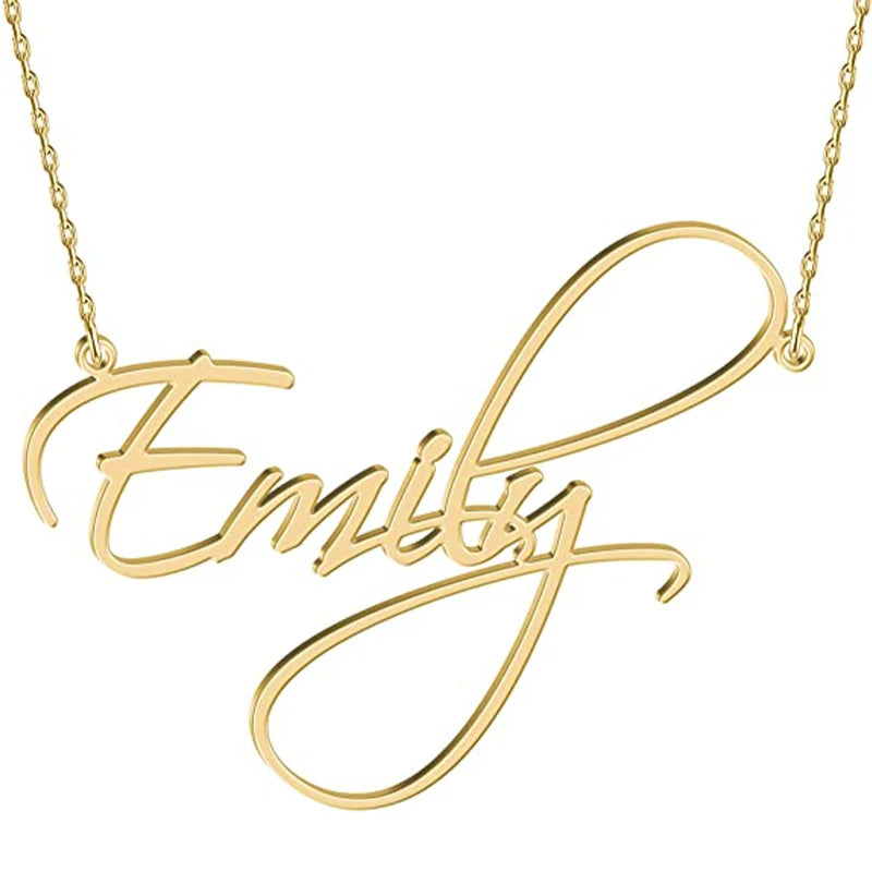 Custom Silver Gold Personalized Classic Made Nameplate Pendant My Name Necklace for Women  Men Gift