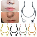 1Pc 316l Surgical Steel Fake Septum Piercing Nose Rings Punk Style Fake Nose Piercing Sexy Body Jewelry for Girl Men Non-Pierced