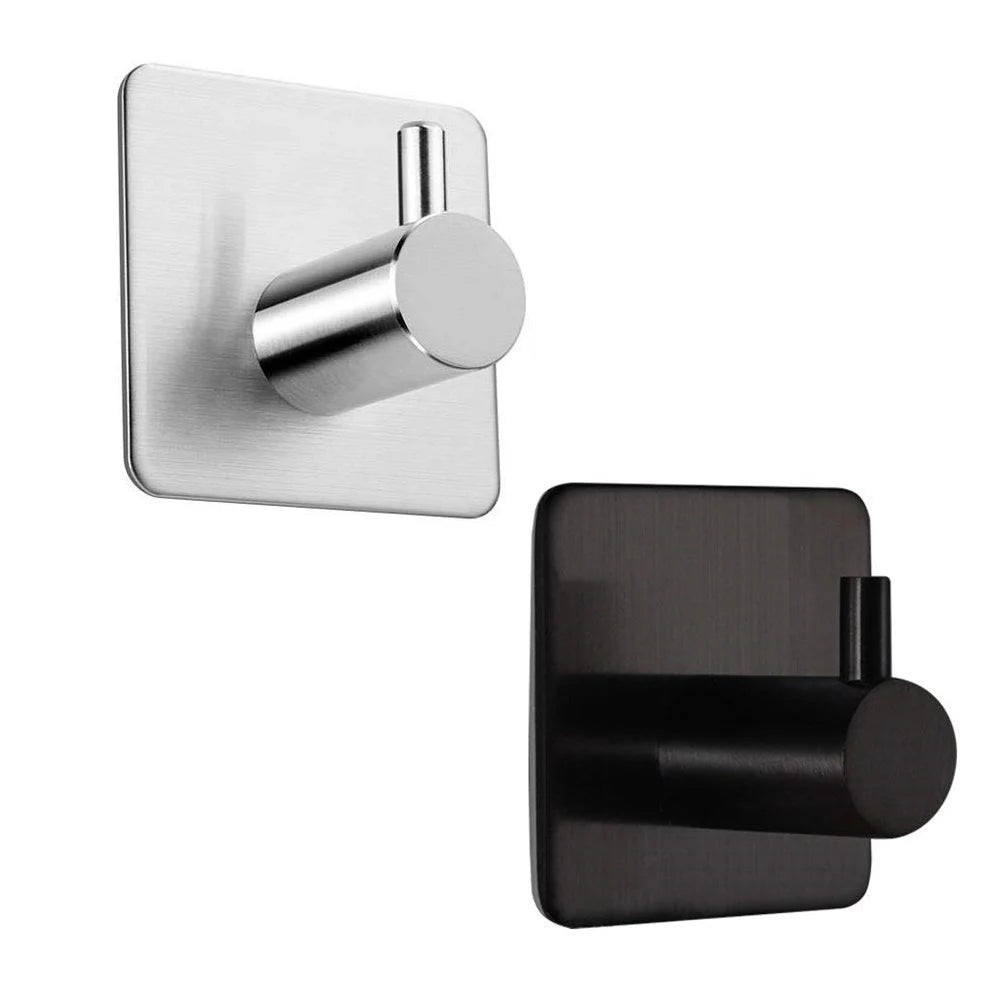 Removable Stainless Steel Self Adhesive Wall Sticky Robe Hooks  Heavy Duty Coat Towel Bathroom Waterproof Kitchen Hook