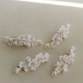 SLBRIDAL Handmade Ins Style Alloy Ceramic Flower Crystal Bridal Hair Clip Barrettes Wedding Headpieces Women Hair Accessories