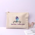 Custom Hot Stamping Natural Canvas Makeup Zipper Bag Organic Promotion Cotton Canvas Cosmetic Pouch