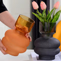 Hot Sale Modern Color Living Room Table Fresh Green Plants Flower Arrangement Decoration Frosted Glass Vase