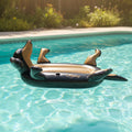 Adult/Teens 1.6m Swimming Pool Toy Inflatable Black Dog Pool Float with Cup Holder