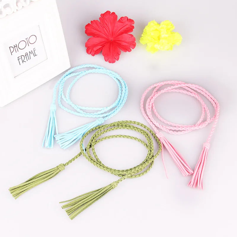 New Tassel Women's Thin Belt with Creative New Fashion and Versatile Korean Velvet Tassel Women's Belt Wholesale